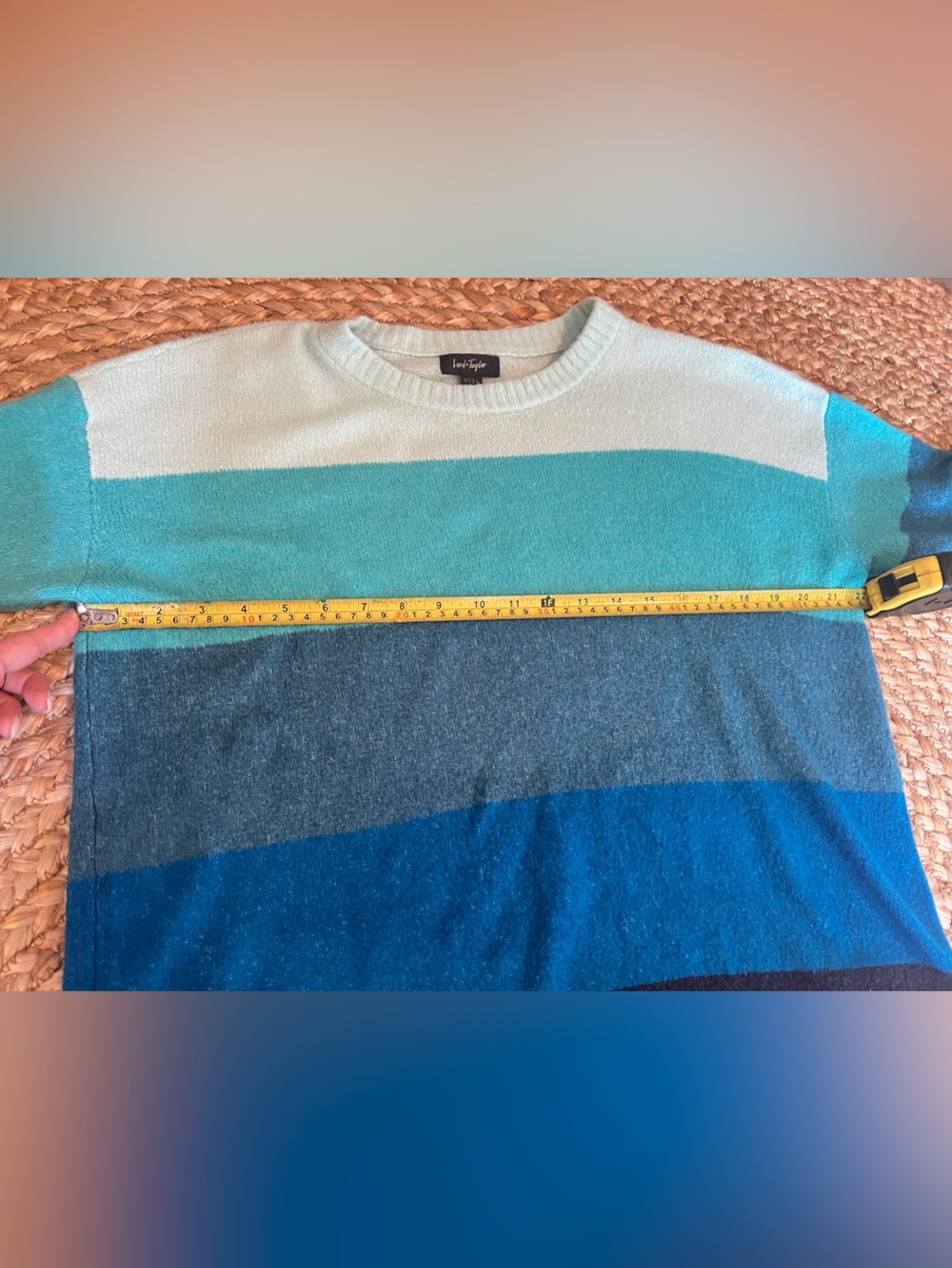 Lord & Taylor Blue Striped Knit Sweater Size Small - Picture 7 of 8